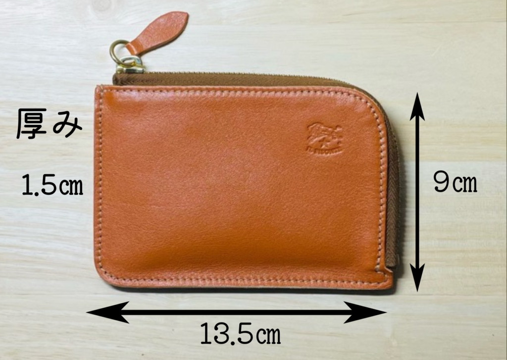 L字ファスナーミニ財布のサイズ